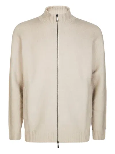 Drumohr Zip-fastening Long-sleeves Cardigan In Neutral