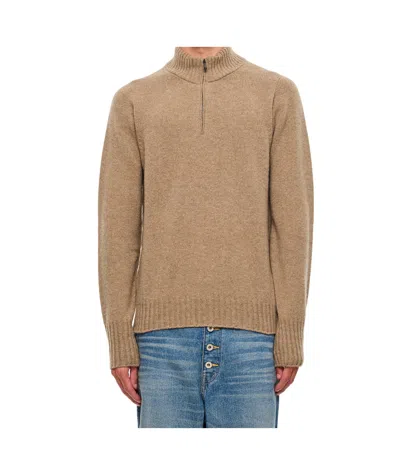 Drumohr Zip-front Knitted Jumper In Green