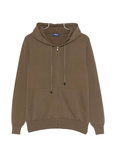 Drumohr Zip Hoodie In Brown