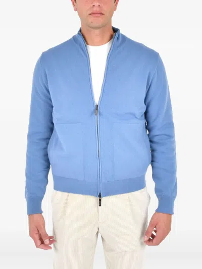 Drumohr Zip-up Cardigan In Blue