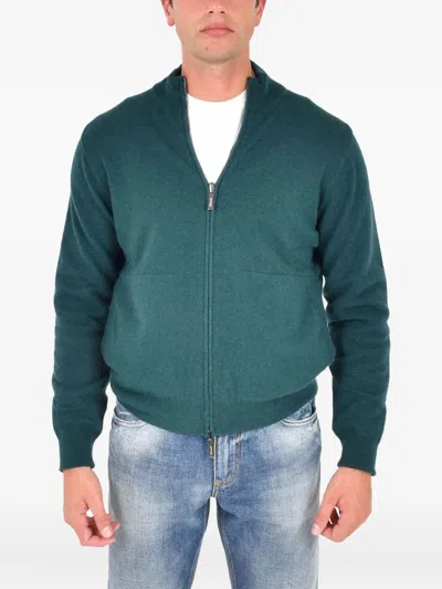 Drumohr Zip-up Cardigan In Green