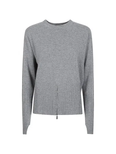 Drumohr Zip-detail Ribbed-trim Sweater In Gray