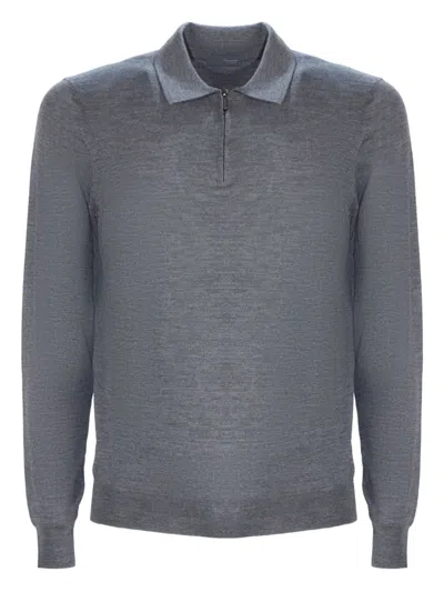 Drumohr Zipped Polo Shirt In Gray
