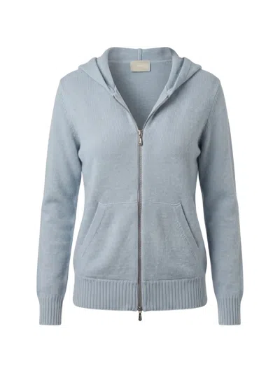 Drumohr Zip-up Cashmere Hoodie In Blue