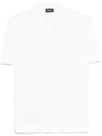 Drumohr Lightweight Knitted Polo Shirt In White