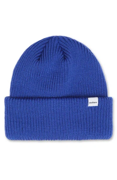 Druthers Nyc Merino Wool Ribbed Beanie In Blue