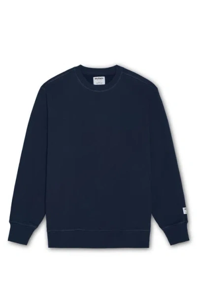 Druthers Nyc Organic Cotton 685 Gsm French Terry Crewneck Sweatshirt In Dress Blue