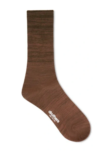 Druthers Nyc Organic Cotton Gradient Crew Sock In Brown