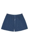 Druthers Nyc Organic Cotton School Of Fish Boxer Short In Navy Fish