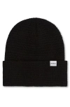 Druthers Nyc Organic Cotton Waffle Knit Beanie In Black
