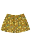 Druthers Nyc Organic Cotton Watercolor Lemons Boxer Short In Mustard