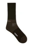 Druthers Nyc Vivo Merino Wool Function Blocked Boot Sock In Olive Stripe