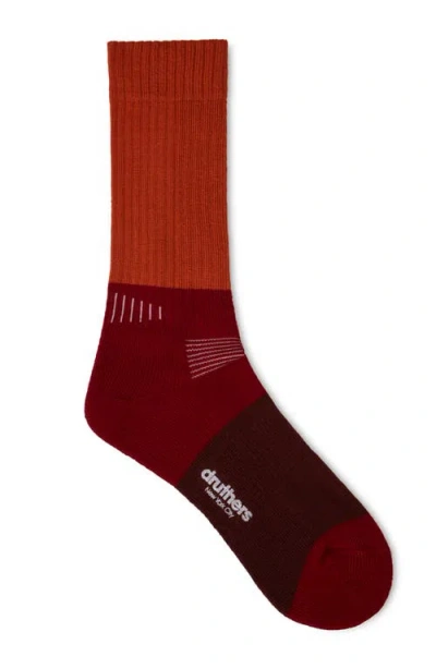 Druthers Nyc Vivo Merino Wool Function Blocked Boot Sock In Red Stripe