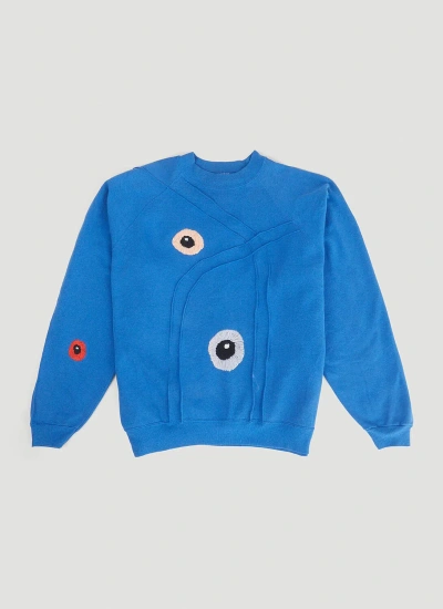 Drx Farmaxy For Ln-cc Embroidered Vintage Sweatshirt In Blue