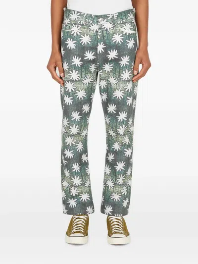 Drx X Stefan Meier X Ln-cc Flower Graphic-print Jeans In Green