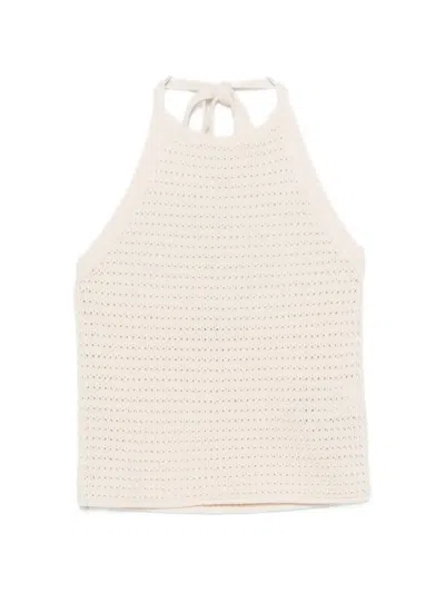 Drykorn Akwy Open-knit Halterneck Tank Top In Neutral