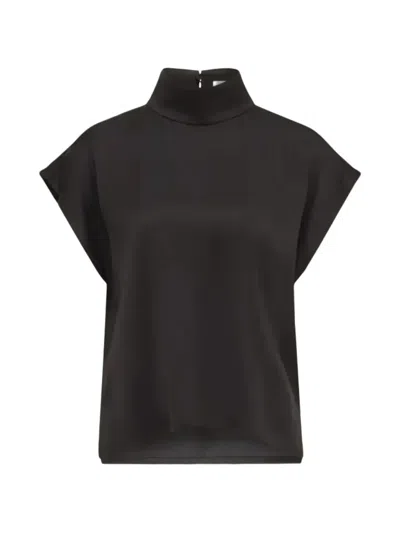 Drykorn Alaria 1 High-neck Cap-sleeve Blouse In Brown