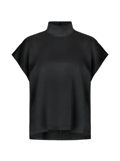 Drykorn Alaria Satin Stand-up Collar Blouse In Black