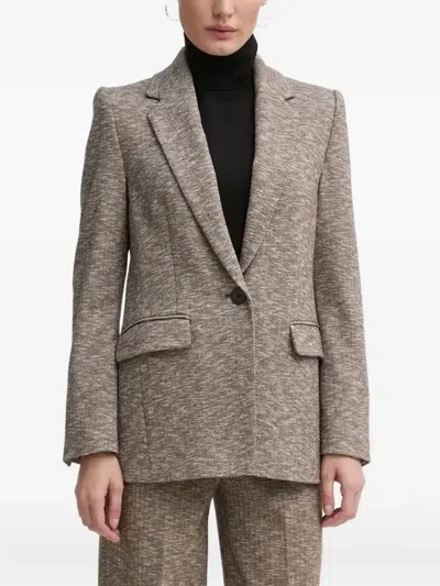 Drykorn Atlin Herringbone Single-breasted Blazer In Brown