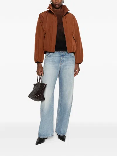 Drykorn Cadley Funnel-neck Elasticated-hem Jacket In Brown