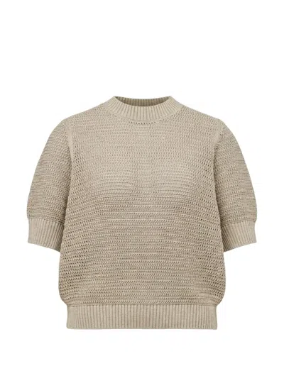 Drykorn Chunky-knit Short-sleeve Sweater In Gray
