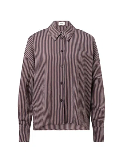 Drykorn Cloelia Striped Long-sleeve Shirt In Brown