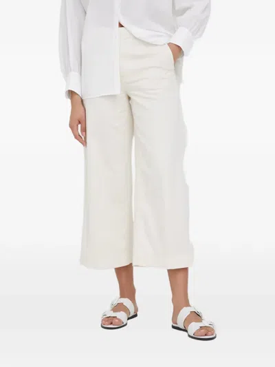 Drykorn Cropped Wide-leg Trousers In White
