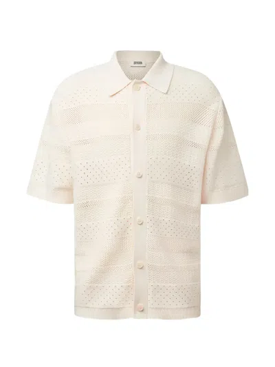 Drykorn Dantte Pointelle-knit Button-up Shirt In Neutral