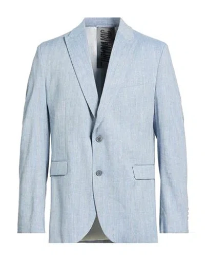 Drykorn Drynamic Man Blazer Light Blue Size 44 Linen, Wool, Polyester, Viscose, Elastane