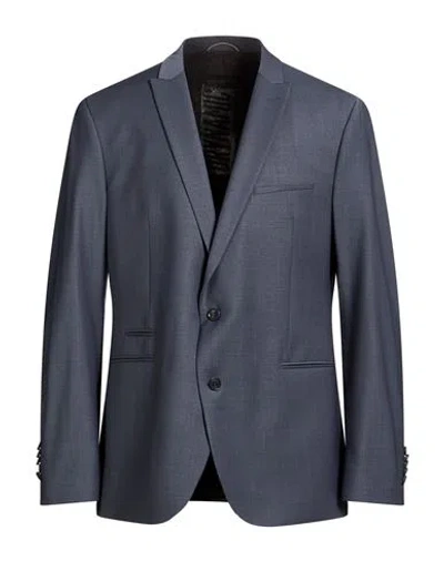 Drykorn Drynamic Man Blazer Slate Blue Size 44 Polyester, Wool, Elastane