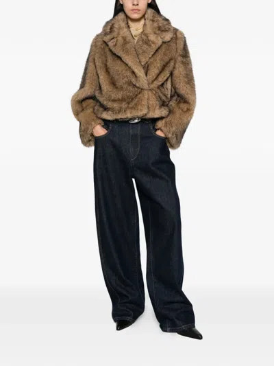 Drykorn Faux-fur Notched-lapel Jacket In Multi
