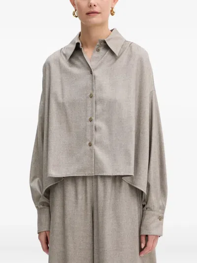 Drykorn Flanna Ruffled-hem Shirt In Gray