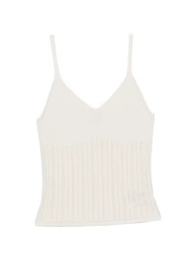Drykorn Francyane Ribbed-knit V-neck Top In Neutral