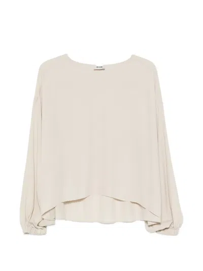 Drykorn Gathered-cuff Boat-neck Blouse In White