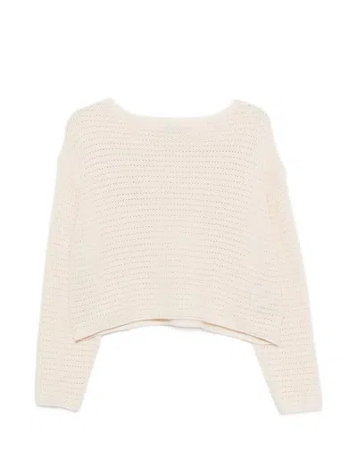 Drykorn Imenia Open-knit Cropped Sweater In Neutral