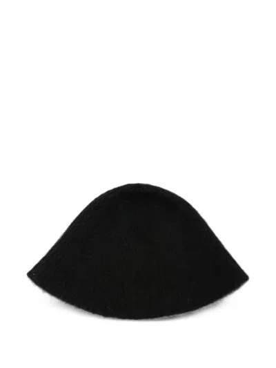 Drykorn Kapsika Brushed Ribbed-knit Bucket Hat In 블랙