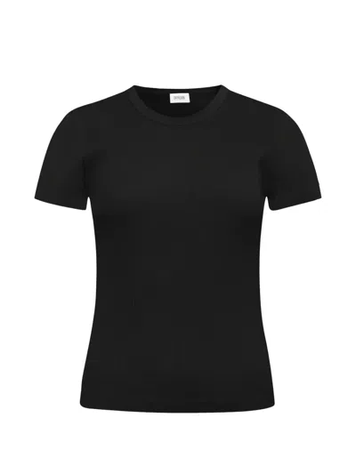 Drykorn Koale Ribbed-knit Crew-neck T-shirt In Black