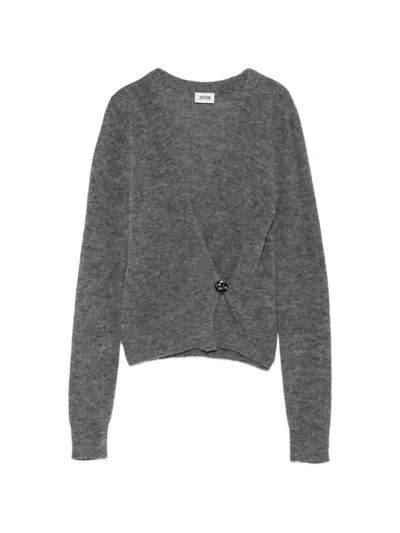 Drykorn Lobaia Wrap-style Buttoned Cardigan In Gray