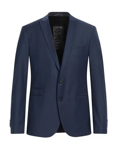Drykorn Man Blazer Slate Blue Size 46 Polyester, Wool, Elastane