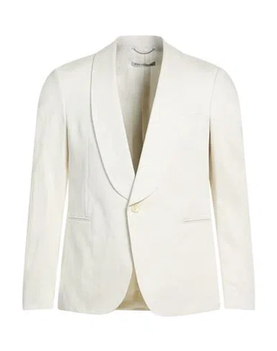 Drykorn Man Blazer White Size 44 Linen, Lyocell, Cotton
