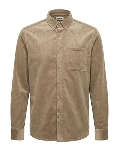 Drykorn Man Shirt Khaki Size M Cotton, Elastane In Beige