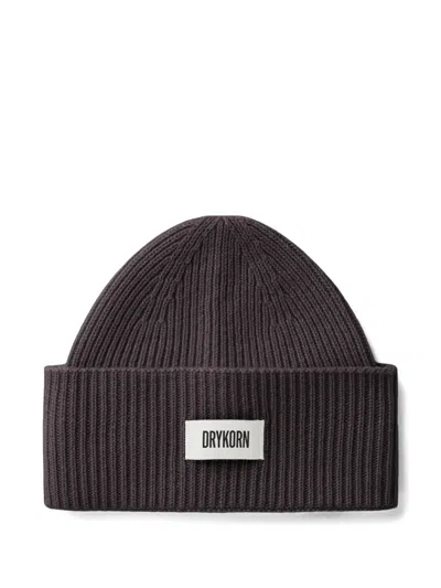 Drykorn Moah Ribbed-knit Logo-patch Beanie Hat In Brown
