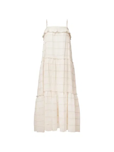 Drykorn Nivela Tiered Ruffled Maxi Dress In White