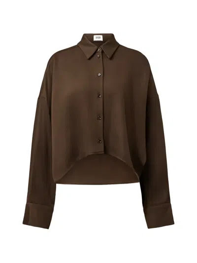 Drykorn Oshia Cropped Shirt In Brown