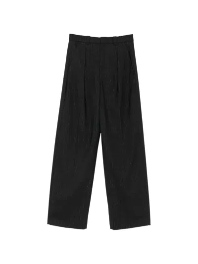 Drykorn Pinstripe Wide-leg Trousers In Black