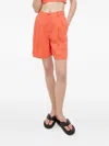 Drykorn Pleated High-waisted Shorts In Orange