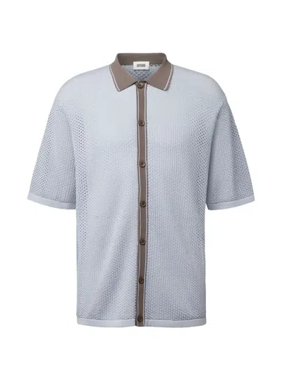 Drykorn Pointelle-knit Button-up Shirt In Blue