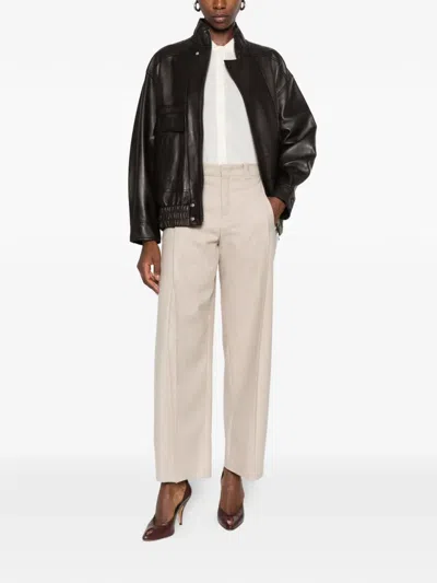 Drykorn Pressed-crease Wide-leg Trousers In Neutral