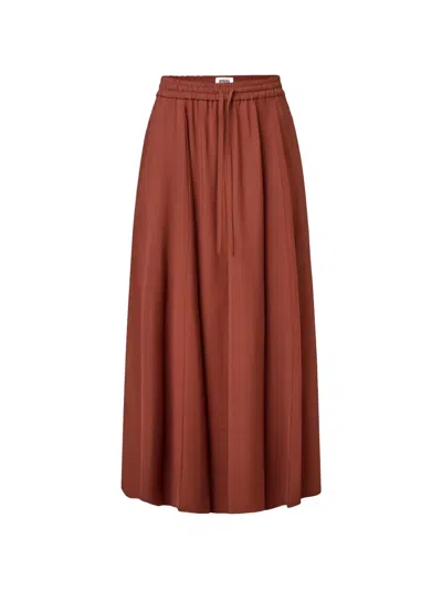 Drykorn Qerime Drawstring Pleated Midi Skirt In Brown