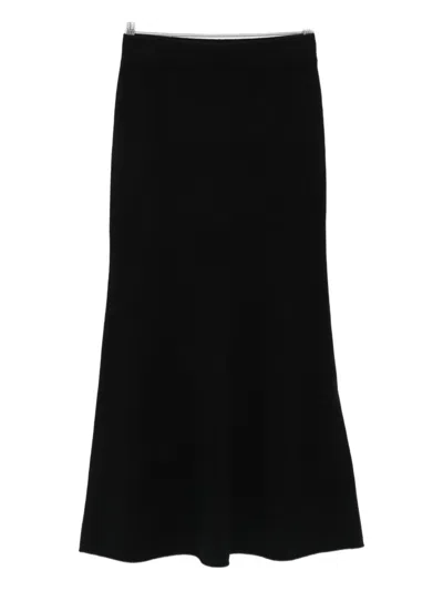 Drykorn Ribbed Flared Midi Skirt In Black